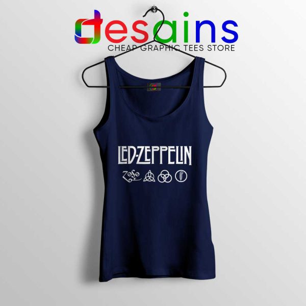 Led Zeppelin Classic Rock Band Navy Tank Top Size S-3XL Mens Womens