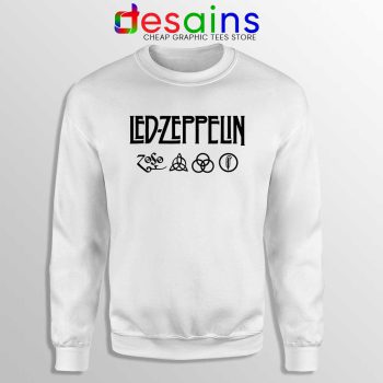 Led Zeppelin Classic Rock Band White Sweatshirt Logo Zeppelin Sweater