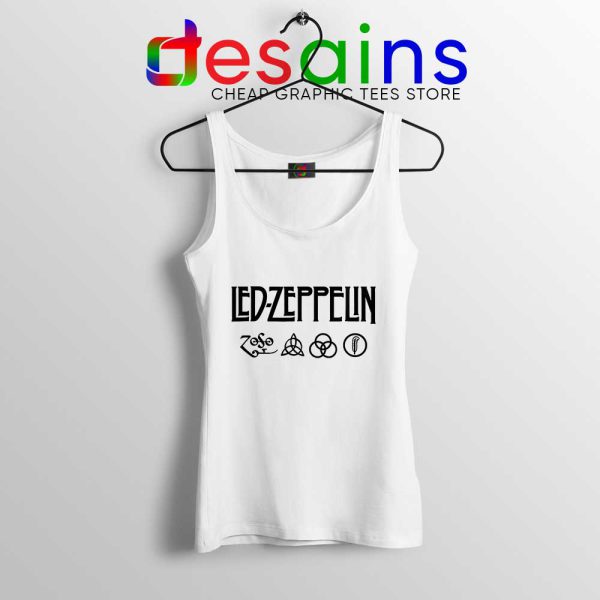 Led Zeppelin Classic Rock Band White Tank Top Size S-3XL Mens Womens