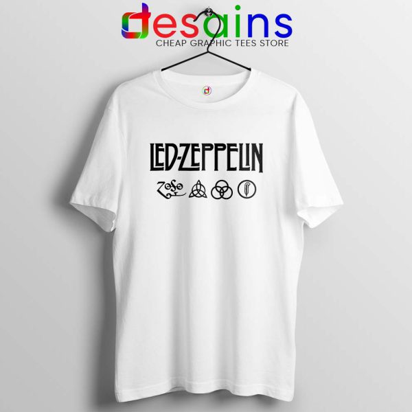 Led Zeppelin Classic Rock Band White Tshirt Logo Zeppelin Tees Size S-3XL