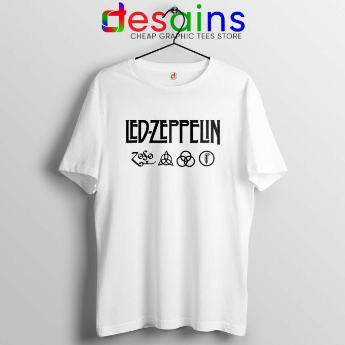 Led Zeppelin Classic Rock Band White Tshirt Logo Zeppelin Tees Size S-3XL