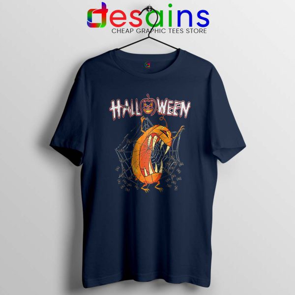 Mad Pumpkin Halloween Navy Tshirt Halloween Gifts Tee Shirts GILDAN S-3XL