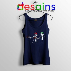 Mario Bros Fiction Navy Tank Top Mario Bros Pulp Fiction GILDAN Tops S-3XL