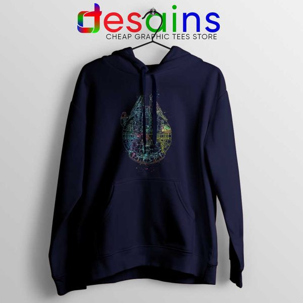 Millenium Falcon Painted Schematic Navy Hoodie Star Wars Starship Hoodies