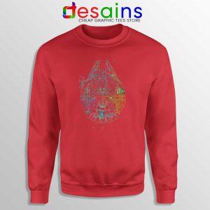 Millenium Falcon Painted Schematic Red Sweatshirt Star Wars Starship