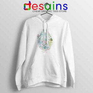 Millenium Falcon Painted Schematic White Hoodie Star Wars Starship Hoodies