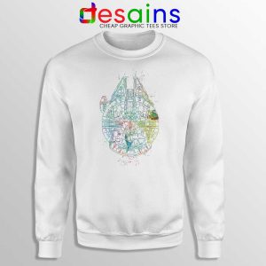 Millenium Falcon Painted Schematic White Sweatshirt Star Wars Starship