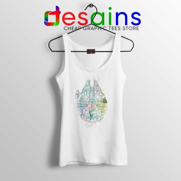 Millenium Falcon Painted Schematic White Tank Top Star Wars Starship Tanks