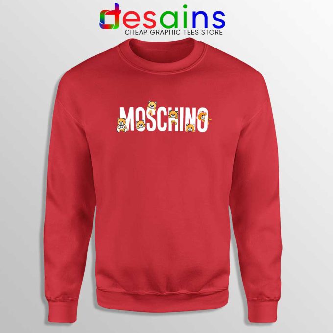 Moschino Teddy Bear Red Sweatshirt Moschino Sweater GILDAN S-2XL