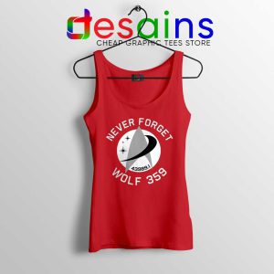 Never Forget Wolf 359 Red Tank Top Star Trek Tank Tops GILDAN S-3XL