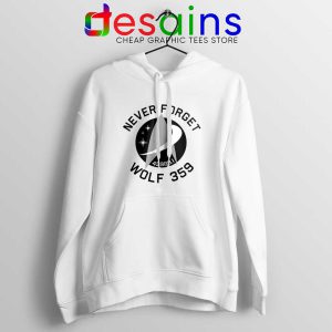 Never Forget Wolf 359 White Hoodie Star Trek Hoodies GILDAN S-2XL