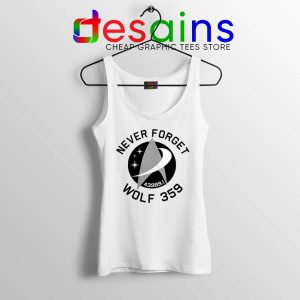 Never Forget Wolf 359 White Tank Top Star Trek Tank Tops GILDAN S-3XL