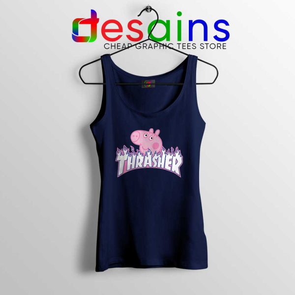 Peppa Pig Skateboard Magazine Navy Tank Top Mens and Womens Size S-3XL