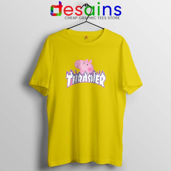 Peppa Pig Skateboard Magazine Yellow Tshirt Cheap Pig Tees Shirts Size S-3XL