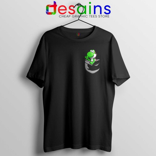 Pocket Yoshi Black Tshirt Super Mario Luigi Yoshi Tee Shirts