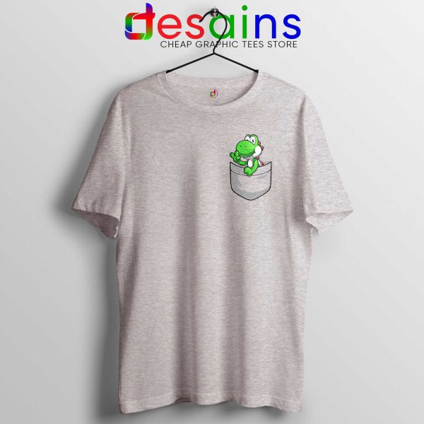 Pocket Yoshi Sport Grey Tshirt Super Mario Luigi Yoshi Tee Shirts