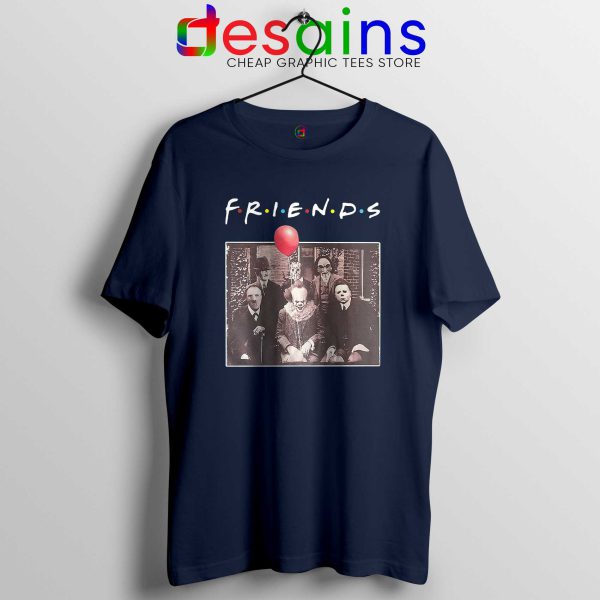 Psychodynamics Horror Characters Friends Navy Tshirt Halloween Tee Shirts