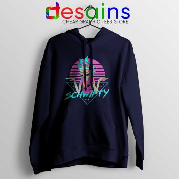 Rad Schwifty Rick Morty Navy Hoodie Rick in Synthwave 80s Retro Hoodies