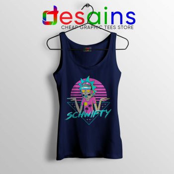 Rad Schwifty Rick Morty Navy Tank Top Rick in Synthwave 80s Retro Tank Tops