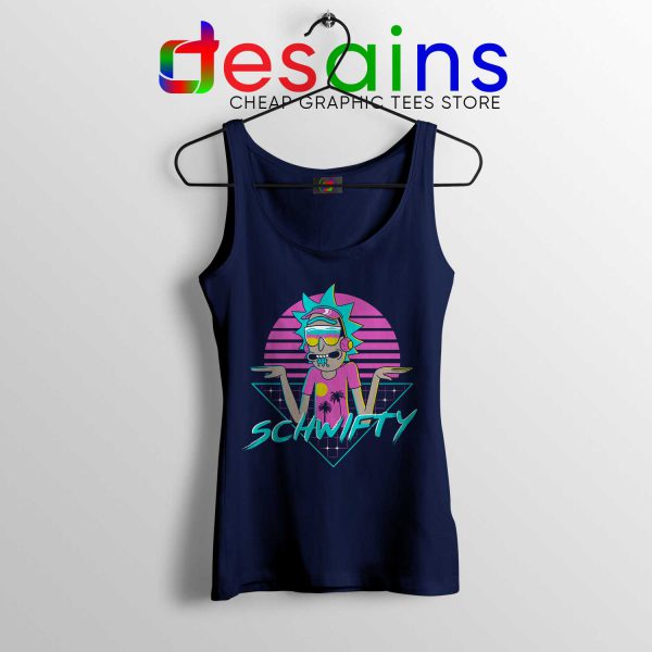 Rad Schwifty Rick Morty Navy Tank Top Rick in Synthwave 80s Retro Tank Tops