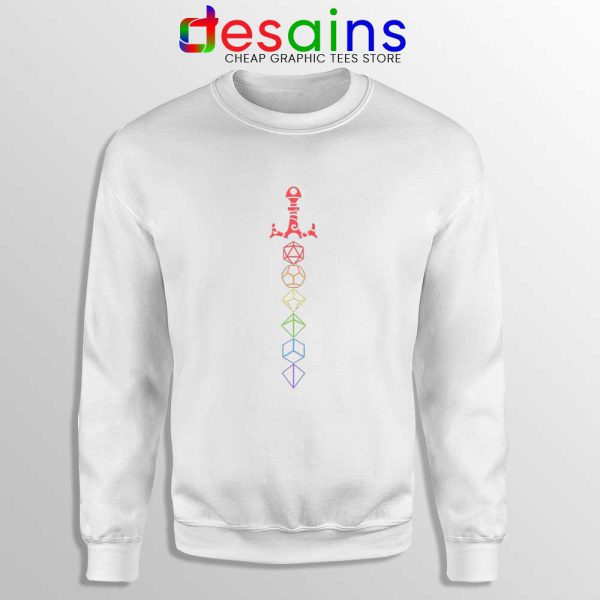 Rainbow Dice Sword LGBT White Sweatshirts Dungeons And Dragons Sweater