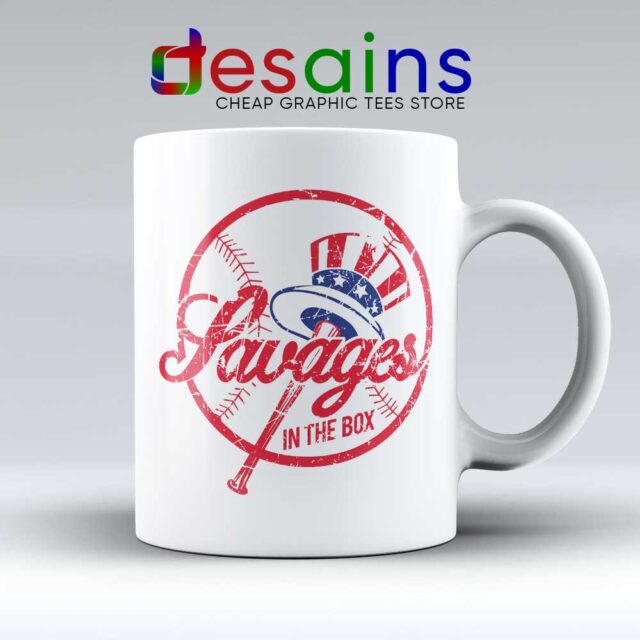 Savages in the Box Yankees Mug Tighten it up Blue
