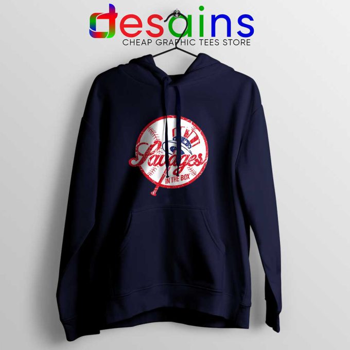 Savages in the Box Yankees Navy Hoodie Tighten it up BLUE