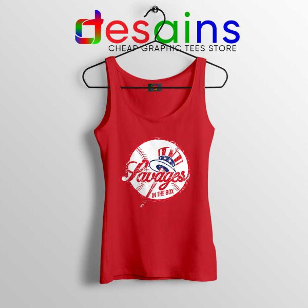 Savages in the Box Yankees Red Tank Top Tighten it up BLUE