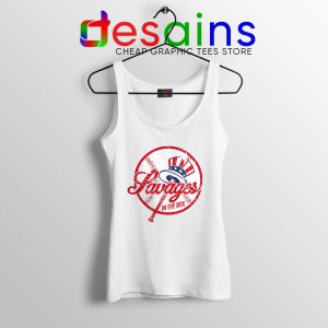 Savages in the Box Yankees White Tank Top Tighten it up BLUE