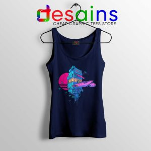 Tacos Sunset Space Navy Tank Top Cheap Taco Tank Tops GILDAN S-3XL