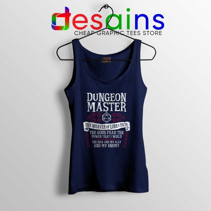 The Weaver of Lore and Fate Navy Tank Top Dungeon Master Tank Tops Game