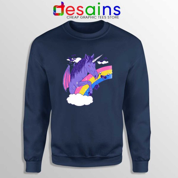 Vampcorn Halloween Unicorn Navy Sweatshirt Halloween Gifts Sweater S-2XL