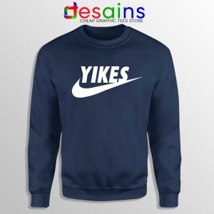 Yikes Just Do It Navy Sweatshirt Funny Sweater Nike Parody Yikes S-2XL