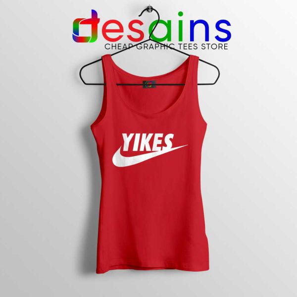 Yikes Just Do It Red Tank Top Funny Nike Parody Yikes Size S-3XL