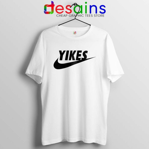 Yikes Just Do It White Tshirt Funny Tee Shirts Yikes Nike Parody S-3XL
