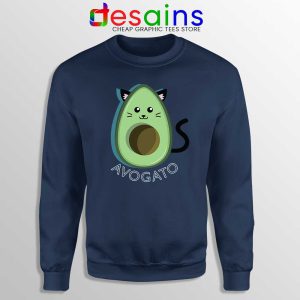 Avogato Avocado Navy Sweatshirt Funny Avocado Cat Sweater S-3XL