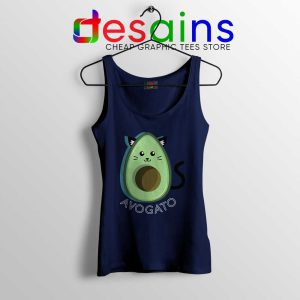 Avogato Avocado Navy Tank Top Funny Avocado Cat Tank Tops S-3XL