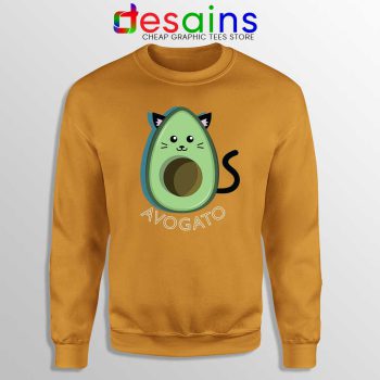Avogato Avocado Orange Sweatshirt Funny Avocado Cat Sweater S-3XL