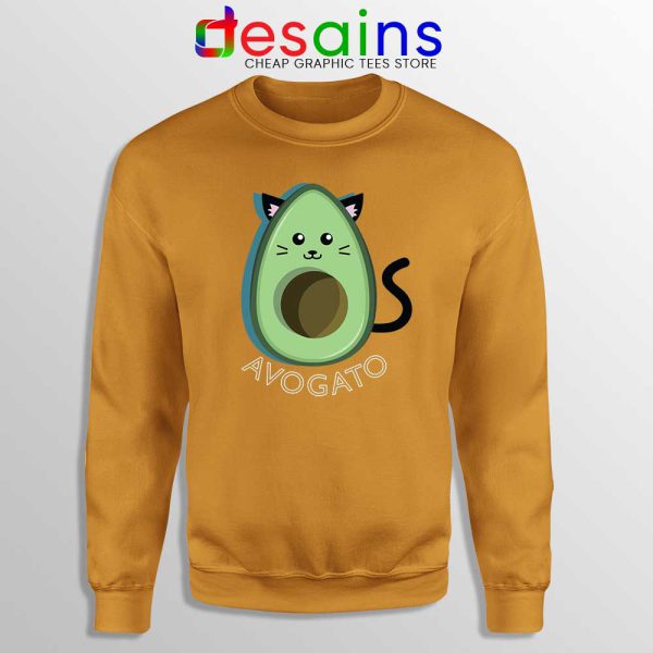 Avogato Avocado Orange Sweatshirt Funny Avocado Cat Sweater S-3XL