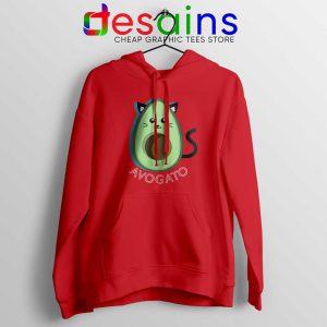 Avogato Avocado Red Hoodie Funny Avocado Cat Hoodies S-2XL