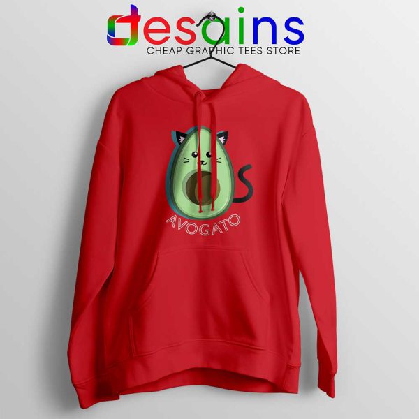 Avogato Avocado Red Hoodie Funny Avocado Cat Hoodies S-2XL