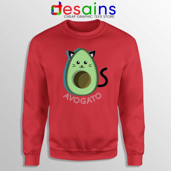 Avogato Avocado Red Sweatshirt Funny Avocado Cat Sweater S-3XL