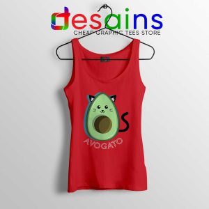 Avogato Avocado Red Tank Top Funny Avocado Cat Tank Tops S-3XL