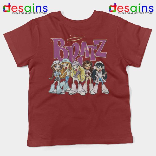 Bratz Angelz Dolls Maroon Kids Tshirt Cartoon Bratz Youth Tee Shirts