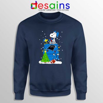 Carolina Panthers Snoopy Navy Sweatshirt Happy Christmas NFL Sweater