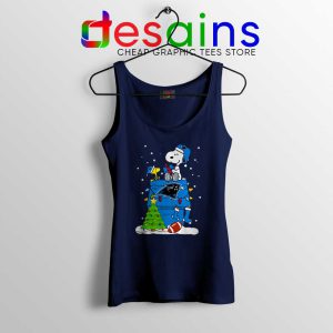 Carolina Panthers Snoopy Navy Tank Top Happy Christmas NFL Tops S-3XL