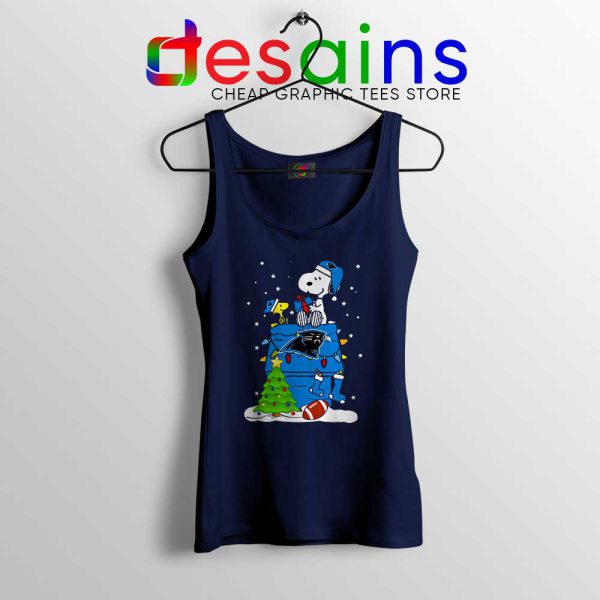 Carolina Panthers Snoopy Navy Tank Top Happy Christmas NFL Tops S-3XL