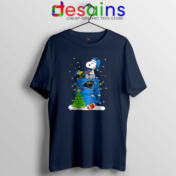 Carolina Panthers Snoopy Navy Tshirt A Happy Christmas NFL Tee Shirts