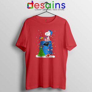 Carolina Panthers Snoopy Red Tshirt A Happy Christmas NFL Tee Shirts