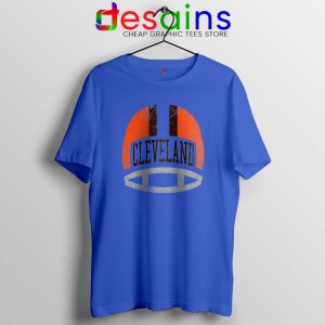 Cleveland Retro Helmet Blue Tshirt Cleveland Browns Tee Shirts S-3XL